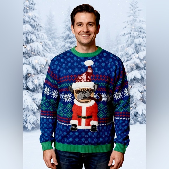 33 Degrees Other - 33 Degrees Pug Santa Ugly Christmas Sweater Size XL